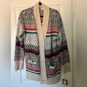 Mossimo Cardigan Sweater Womens Large Multicolor Knit Long Sleeve Open Front